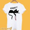 Cat What Funny Murderous Black Cat With Knife Halloween T-Shirt
