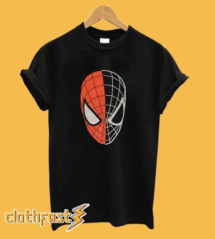 Spider-Man Half Black Face Half Red With Silver T shirt
