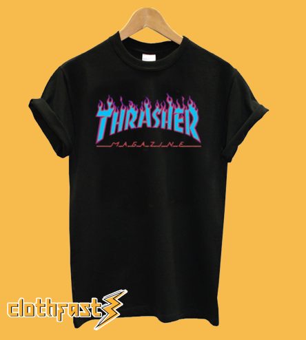 Thrasher red flame blue font T-shirt