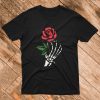 Halloween T Shirt Skeleton Hand With Rose
