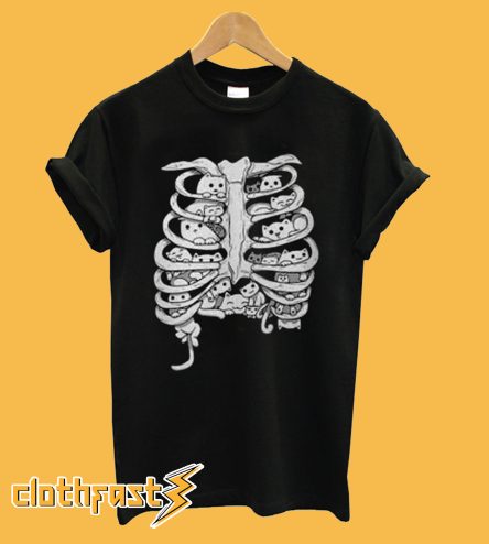 Skeleton chest cat T Shirt