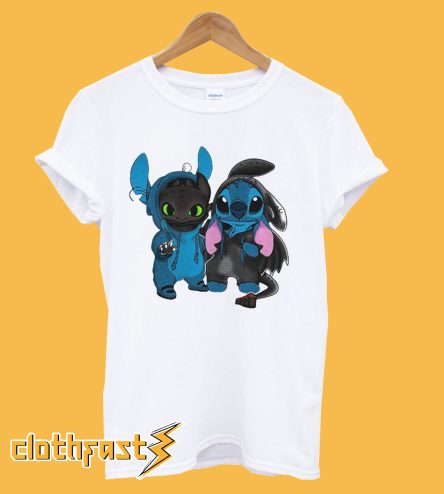 Baby Toothless and baby Stitch T shirt