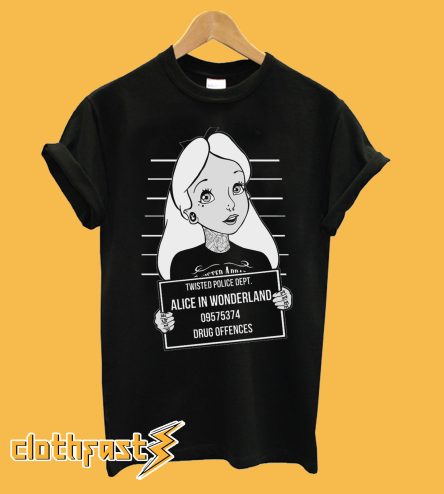 Twisted Punk Disney Alice in Wonderland Mugshot T shirt