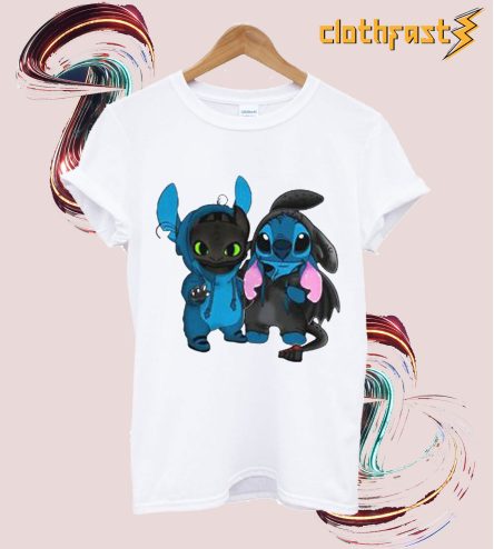 Baby Toothless and baby Stitch T shirt