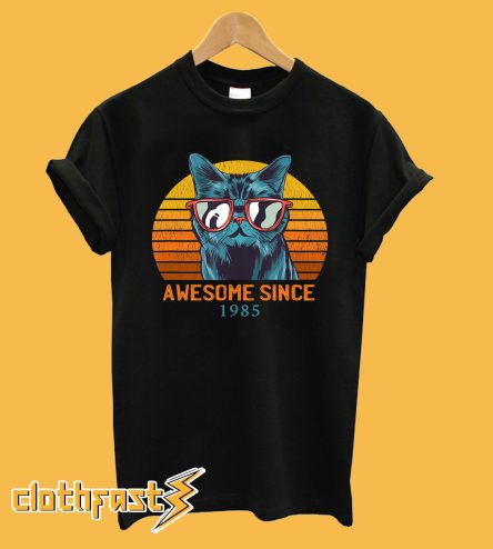 35th Birthday Cat Wearing Sunglasses Awesome Since 1985 T-Shirt