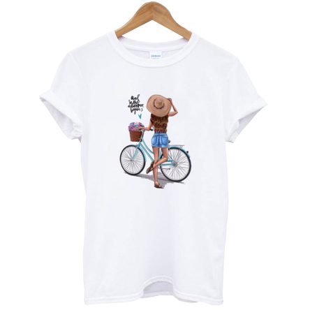 And So The Adventure Begins Girl Mom Bicycle T-Shirt