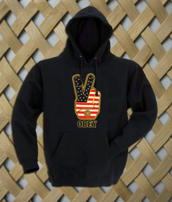 Obey Peace Sign Logo with american flag hoodie
