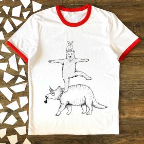 Bear & Triceratops Ringer T Shirt