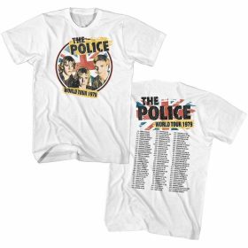 The Police '79 World Tour White Adult T-Shirt Twoside
