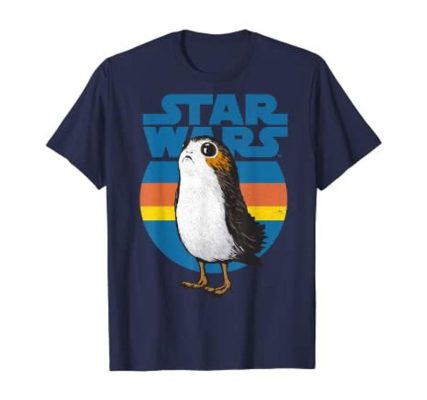 Star Wars Last Jedi Porg Retro Stripes Logo T-Shirt